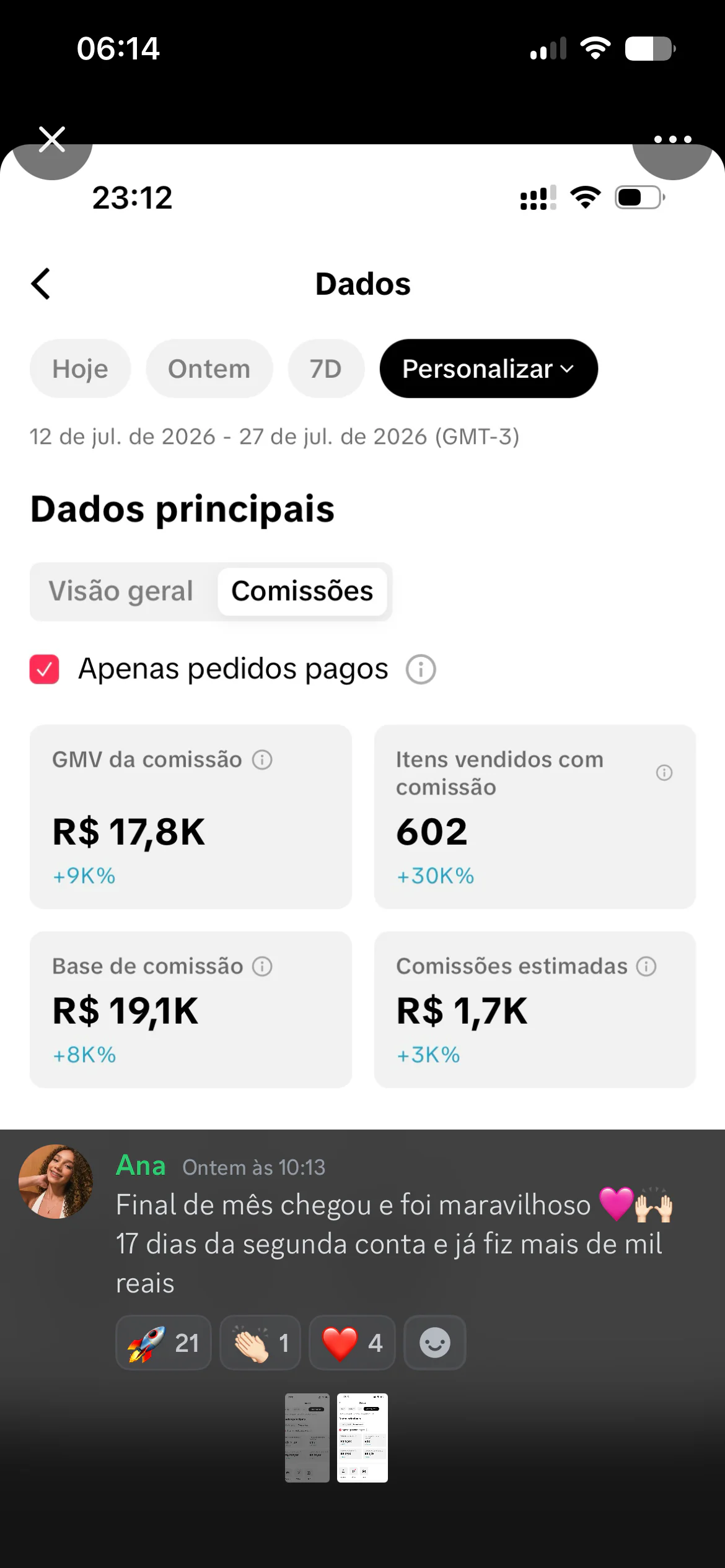 Resultado Aluno TikTok Shop